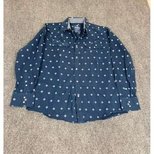 Ringers Western Button Up Shirt Mens  Blue  White Geometric Cotton Size‎ S